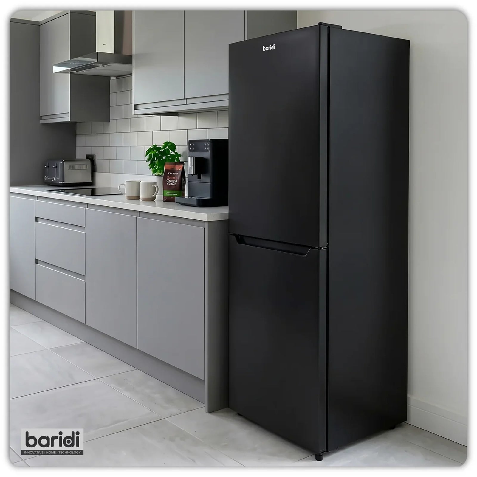 Baridi 50/50 Smart Frost Fridge Freezer 254L Capacity - Black