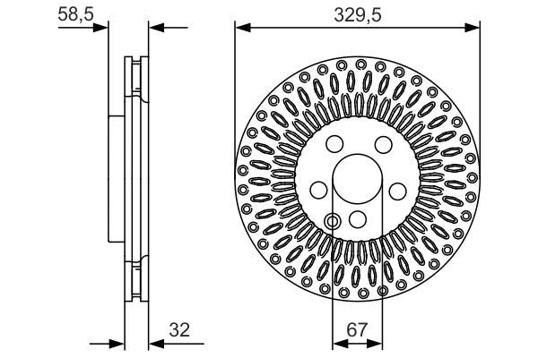 Bosch 2 x Vented 330mm Brake Disc 0986479D13
