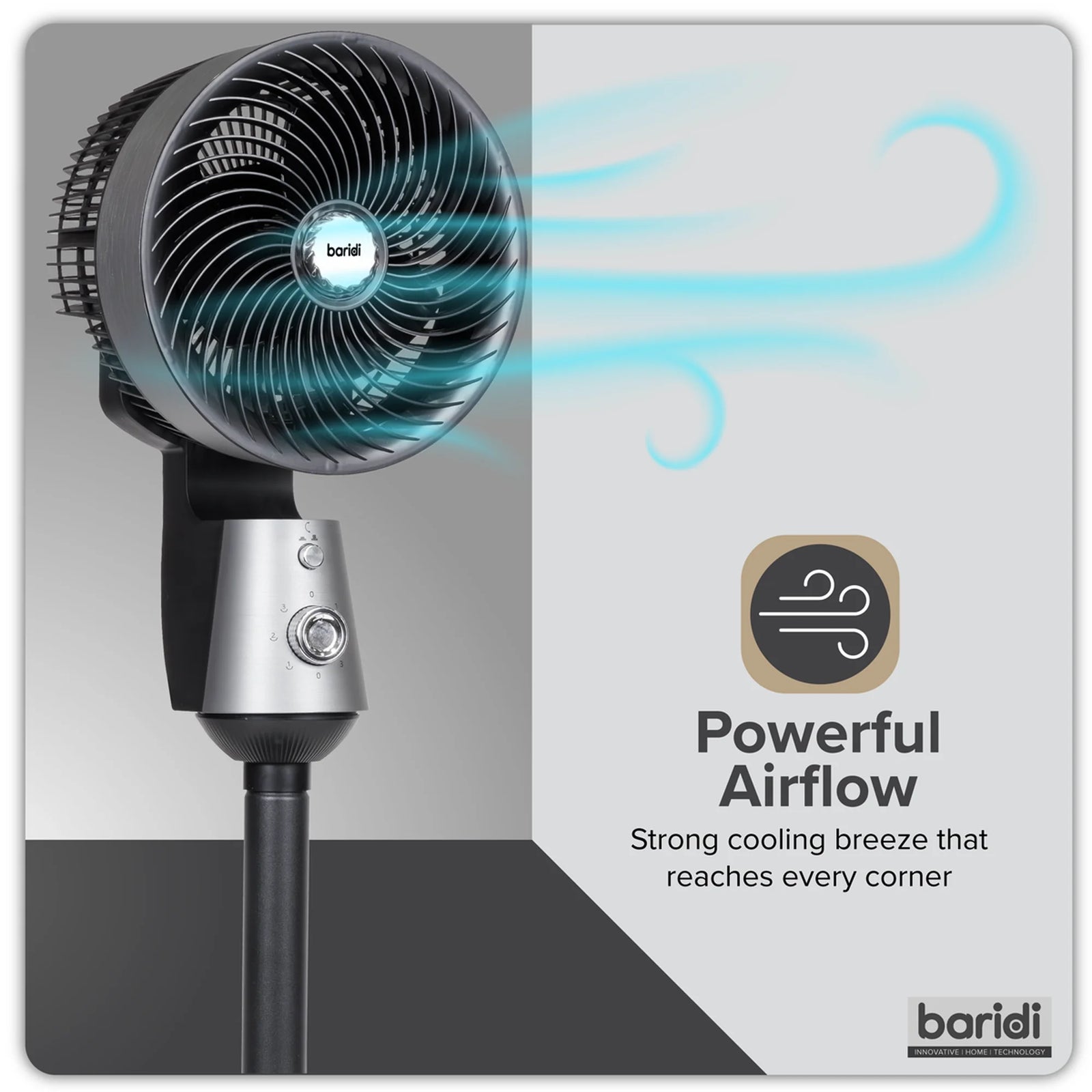 Baridi 10" Pedestal Fan DH142 60W Grey