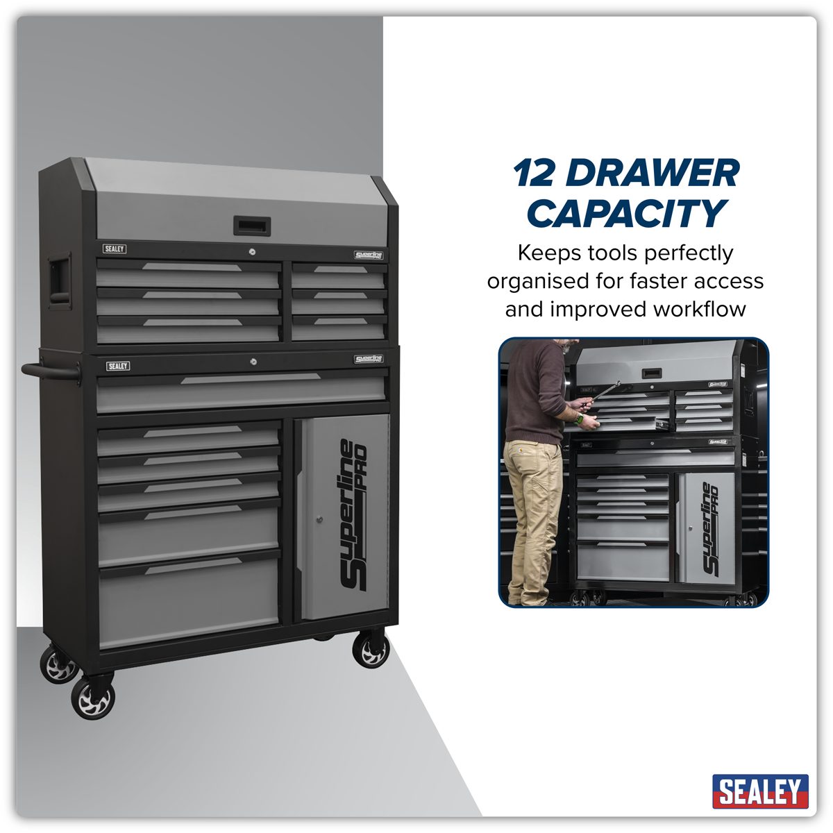 Sealey Tool Chest & Rollcab AP1080GR 12 Drawer Grey
