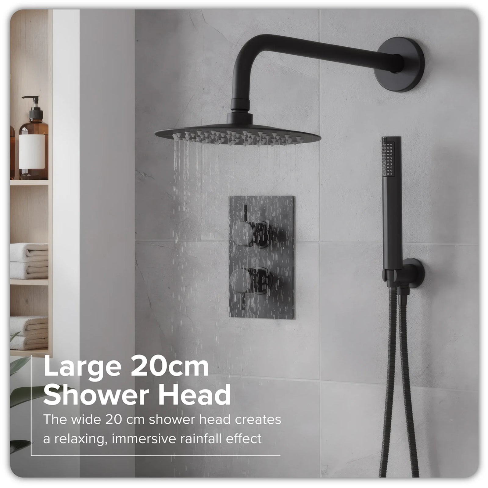 Baridi Concealed Thermostatic Shower Set DH319 20cm Round Head