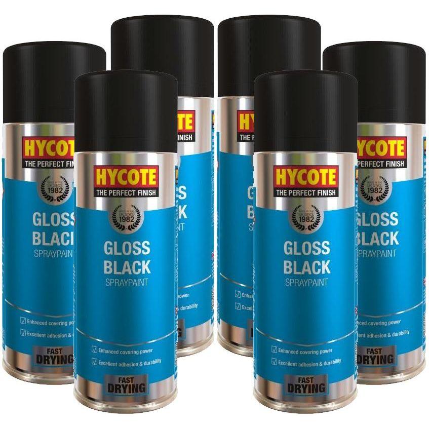 6x Hycote XUK0272 Gloss Black 400ml C/O