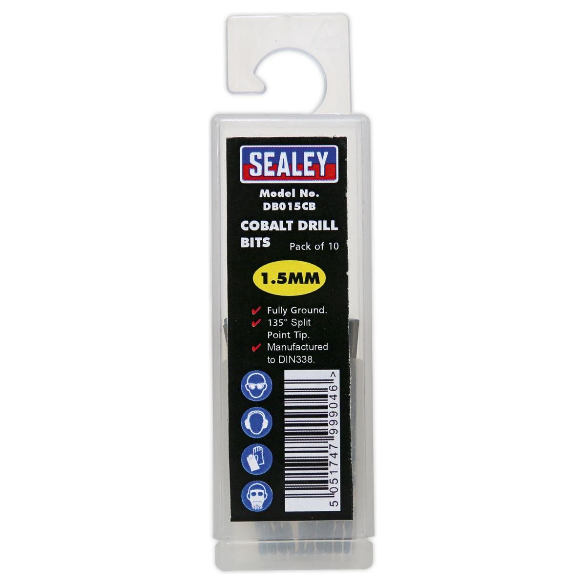 Sealey HSS Cobalt Fully Ground Drill Bit1.5mm Pack of 10 DB015CB