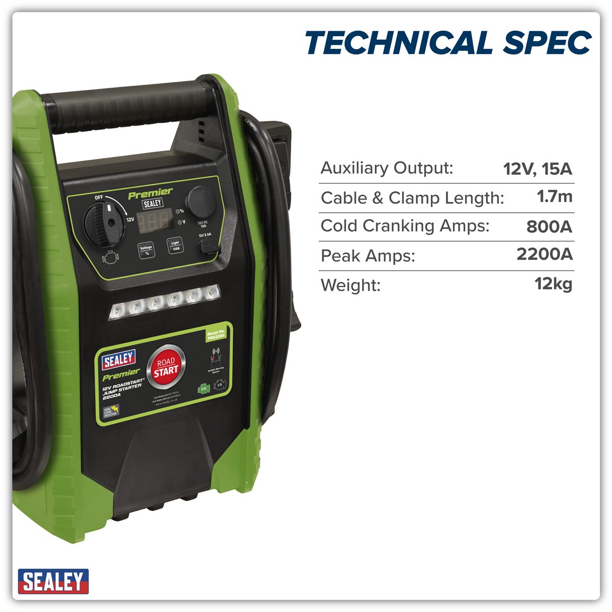 Sealey Premier 12V Jump Starter PRS2200 2200 Peak Amps