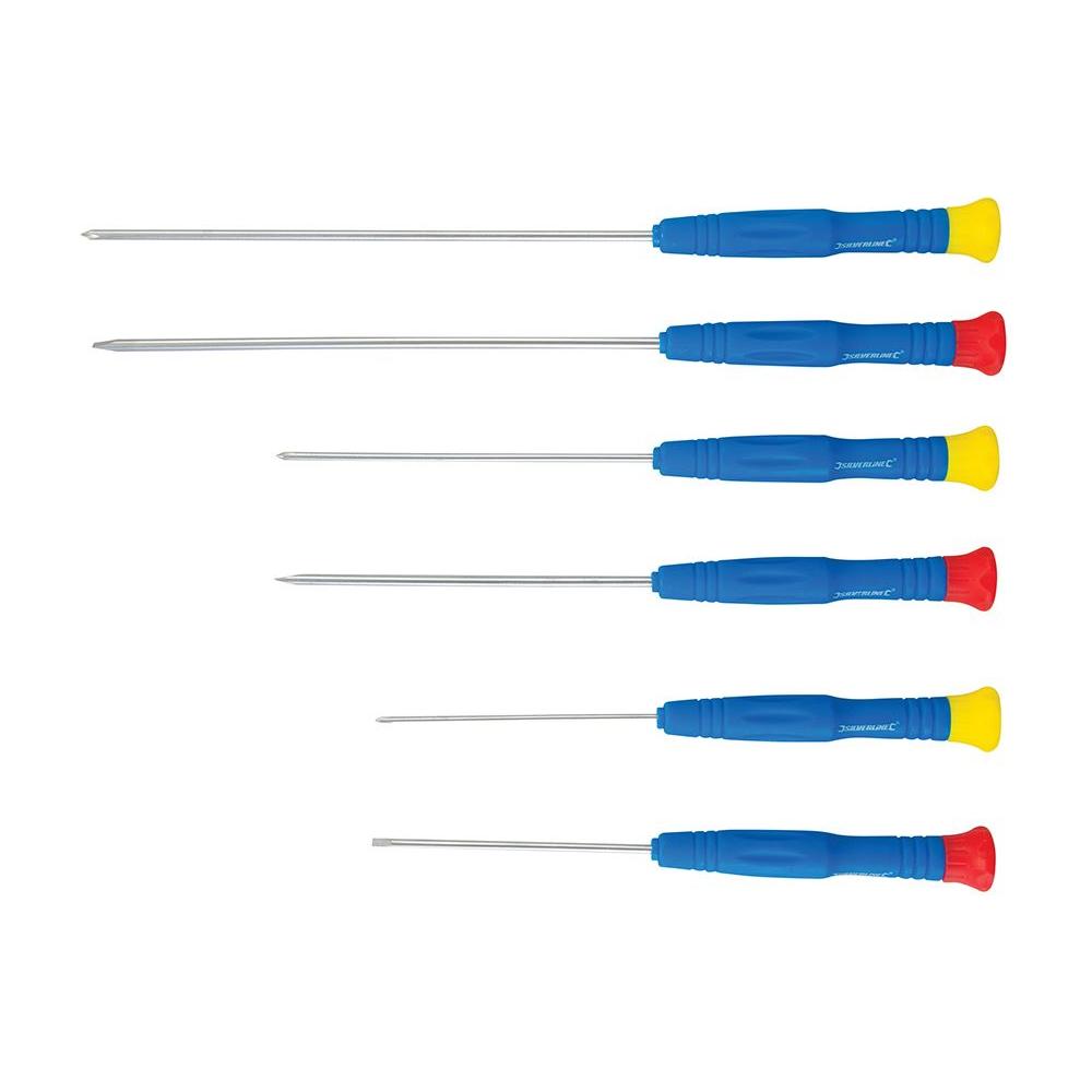 Silverline Extra-Long Precision Screwdriver Set 6pce 6pce