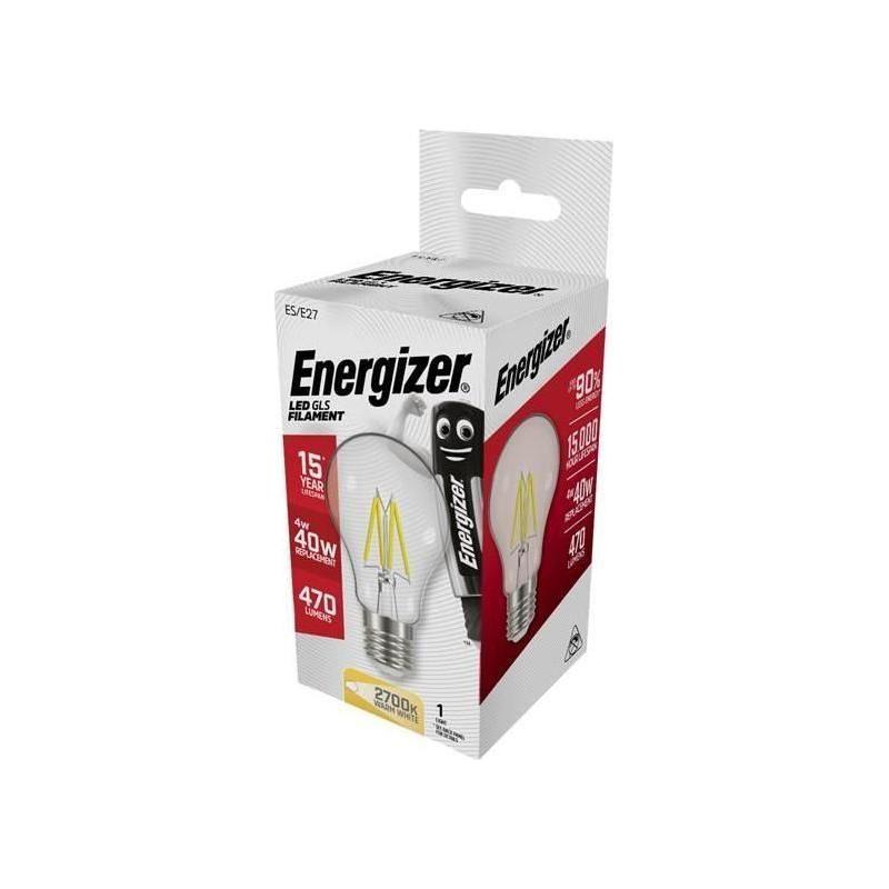 Energizer® LED ES (E27) GLS Filament Non-Dimmable Bulb, Warm White 470 lm 4W