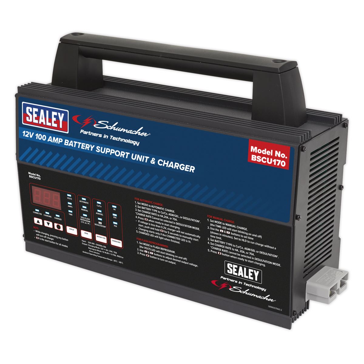 Sealey 12V Battery Support Unit & Charger 100A BSCU170