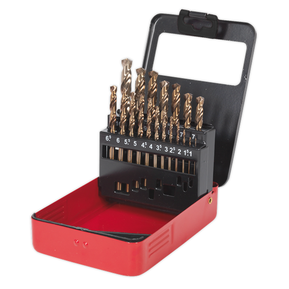 Sealey HSS Cobalt Split Point Fully Ground Drill Bit Set 19pc Metric AK4701