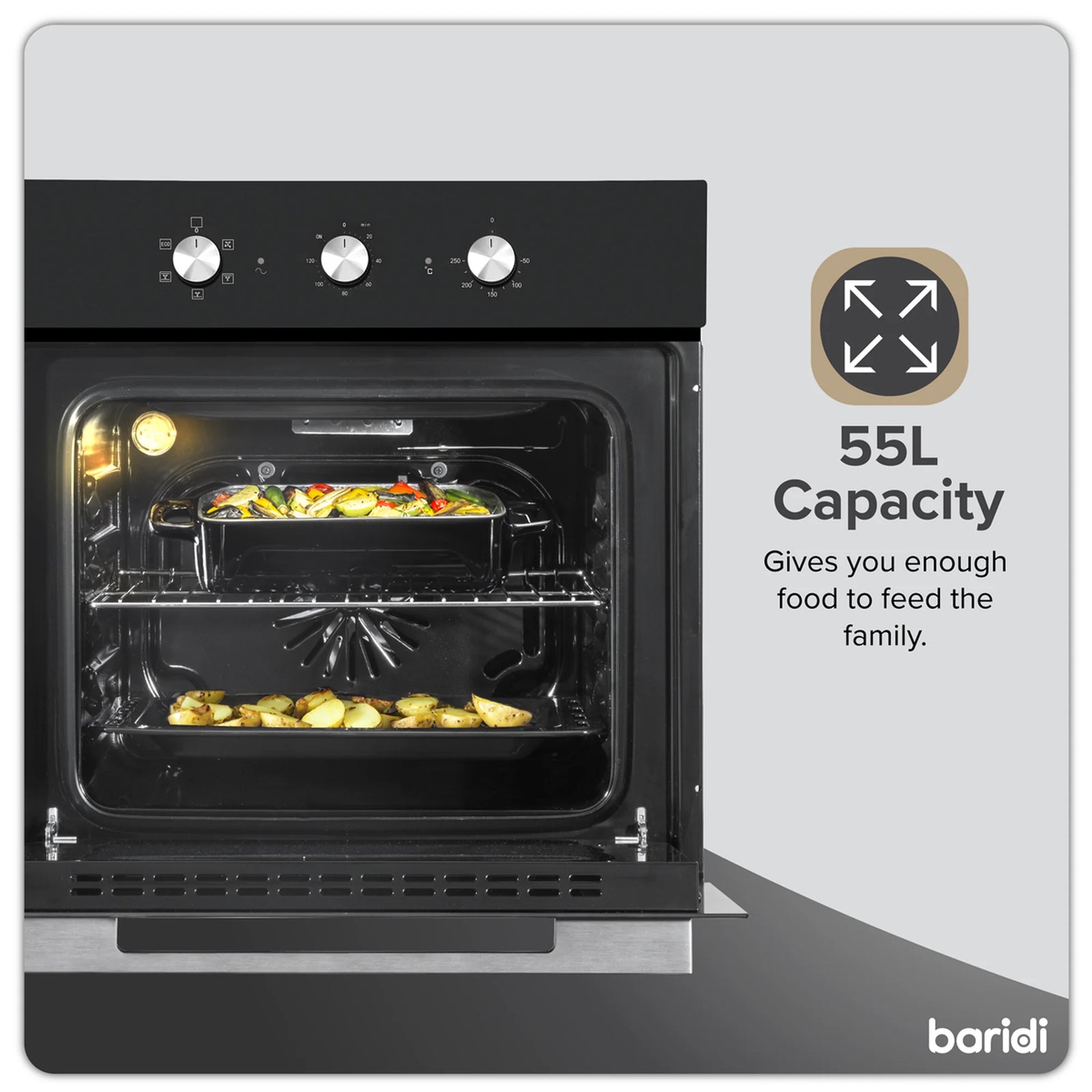 Baridi Built-In Oven DH110 55L Capacity Fan Assisted - Black