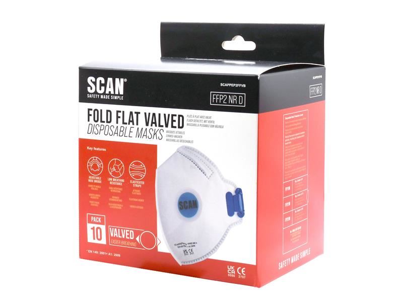 Scan Fold Flat Disposable Mask Valved FP2 Protection (Pack 10)