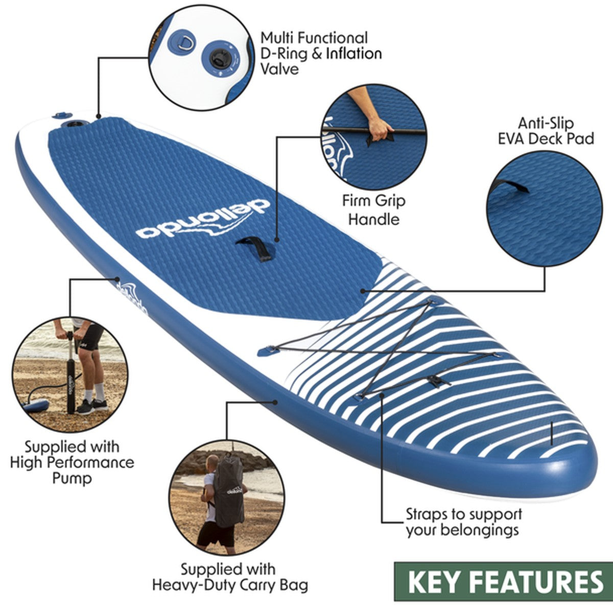 Dellonda Inflatable Stand-Up Paddle Board 10'2"