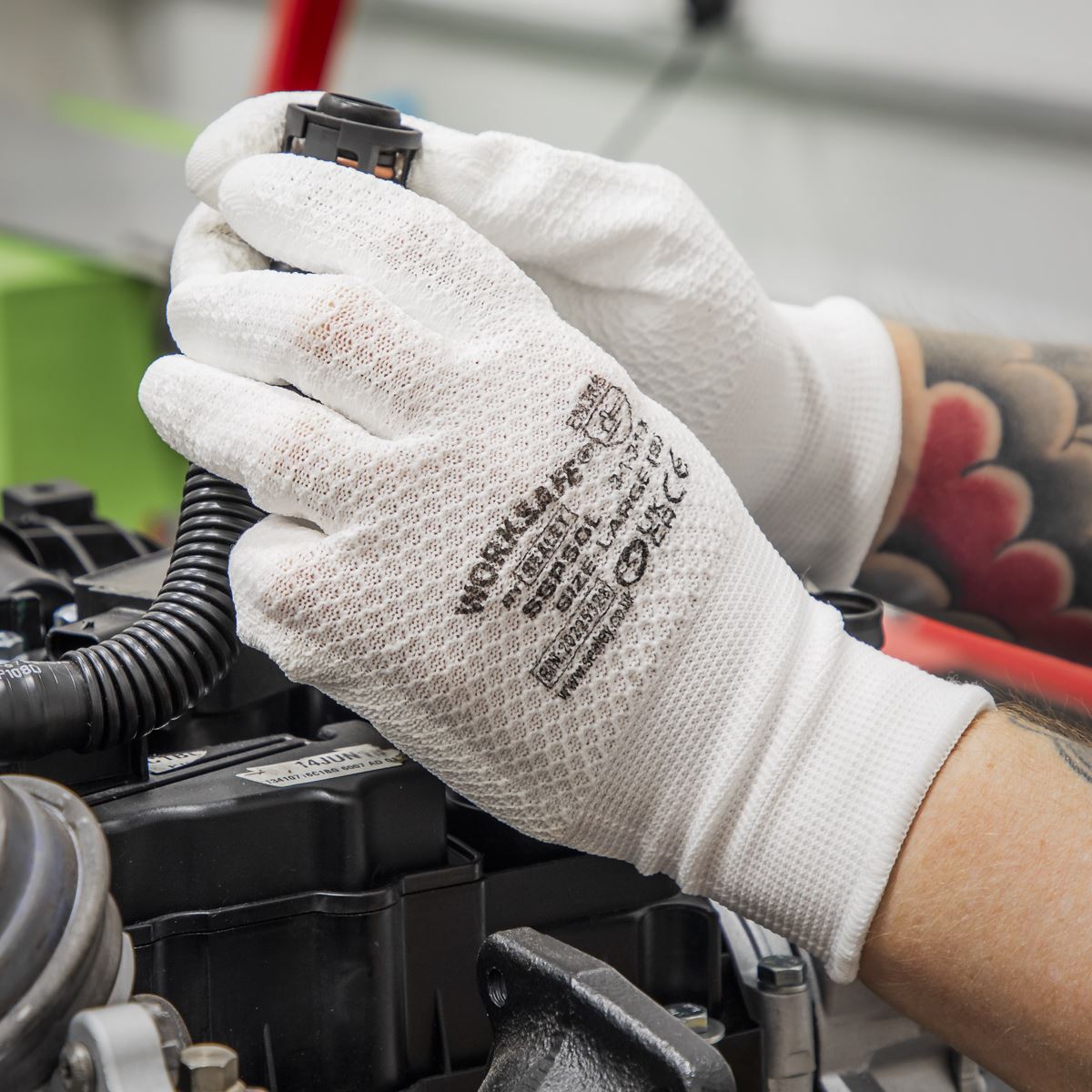 Worksafe Worksafe White Precision Grip Gloves, Large - Pair SSP50L