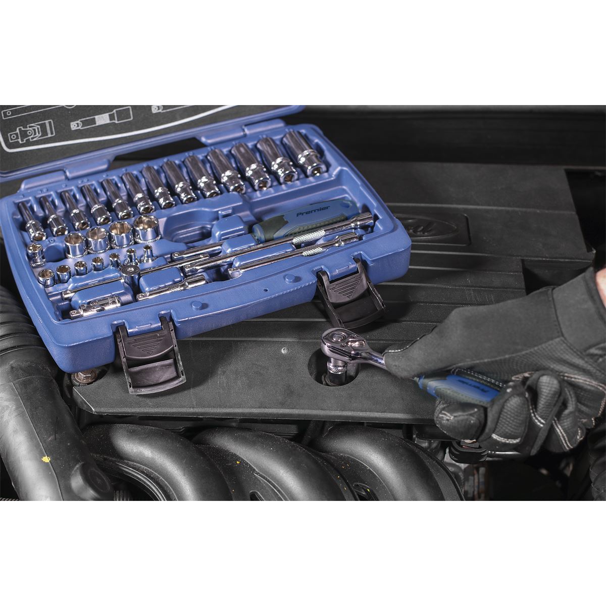 Sealey Premier 33pc 1/4" Drive WallDrive Metric Socket Set 4-14mm Ratchet Handle