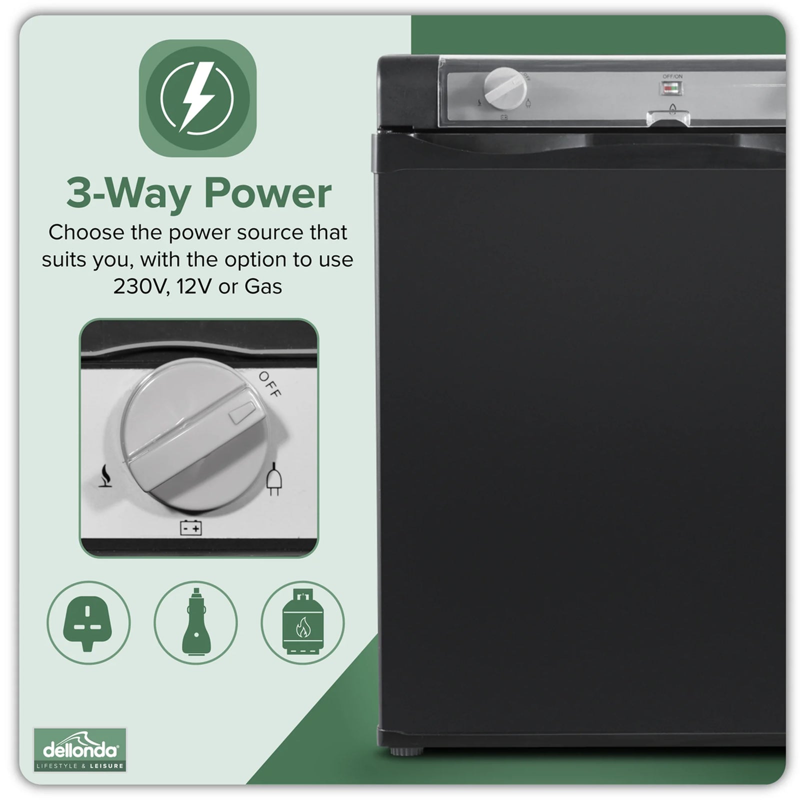 Dellonda 3-Way Fridge 40L Portable Camping Cooler
