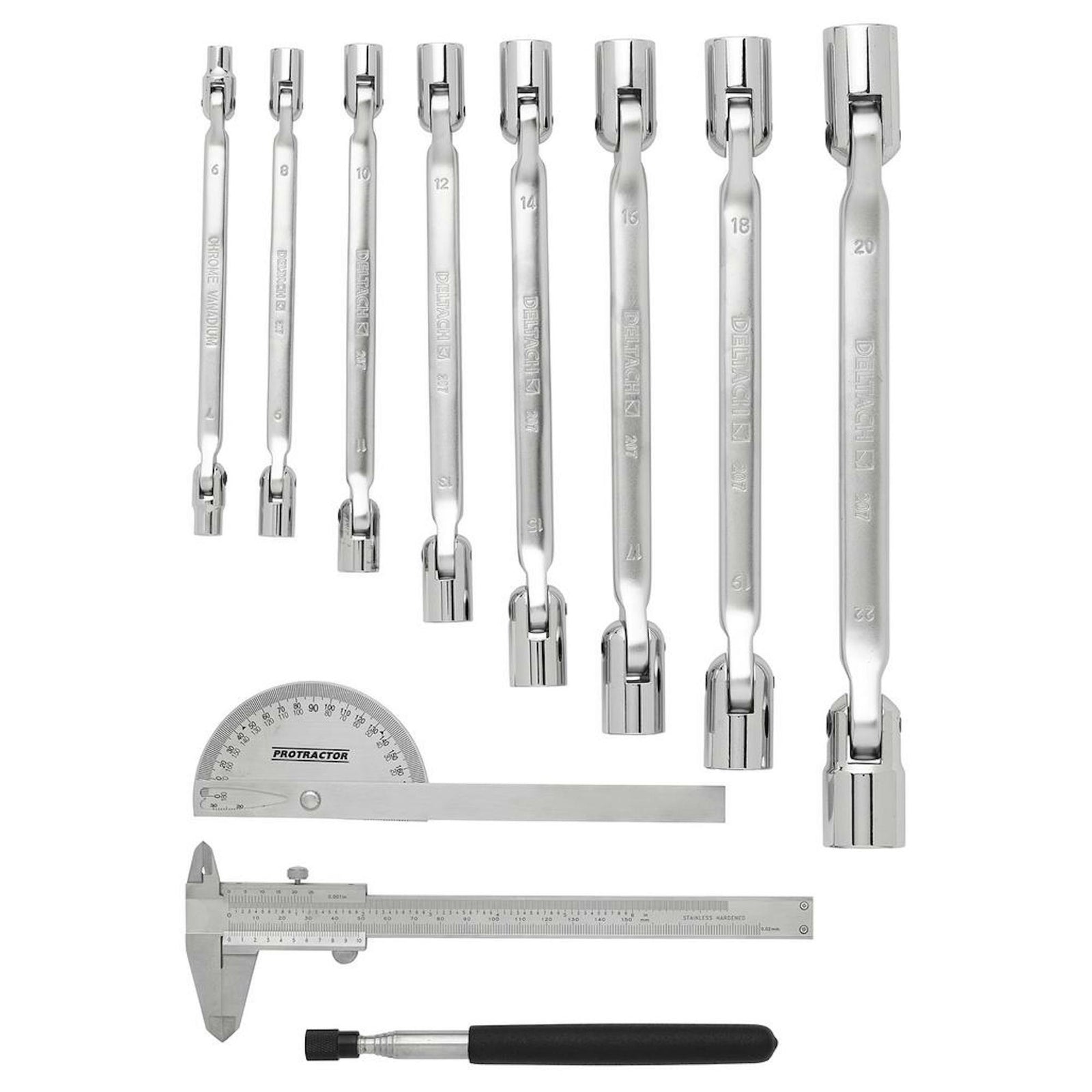 BUNKER Knee Wrench, Measuring and Pick-up Set in EVA Foam Inlay (10 Piece)