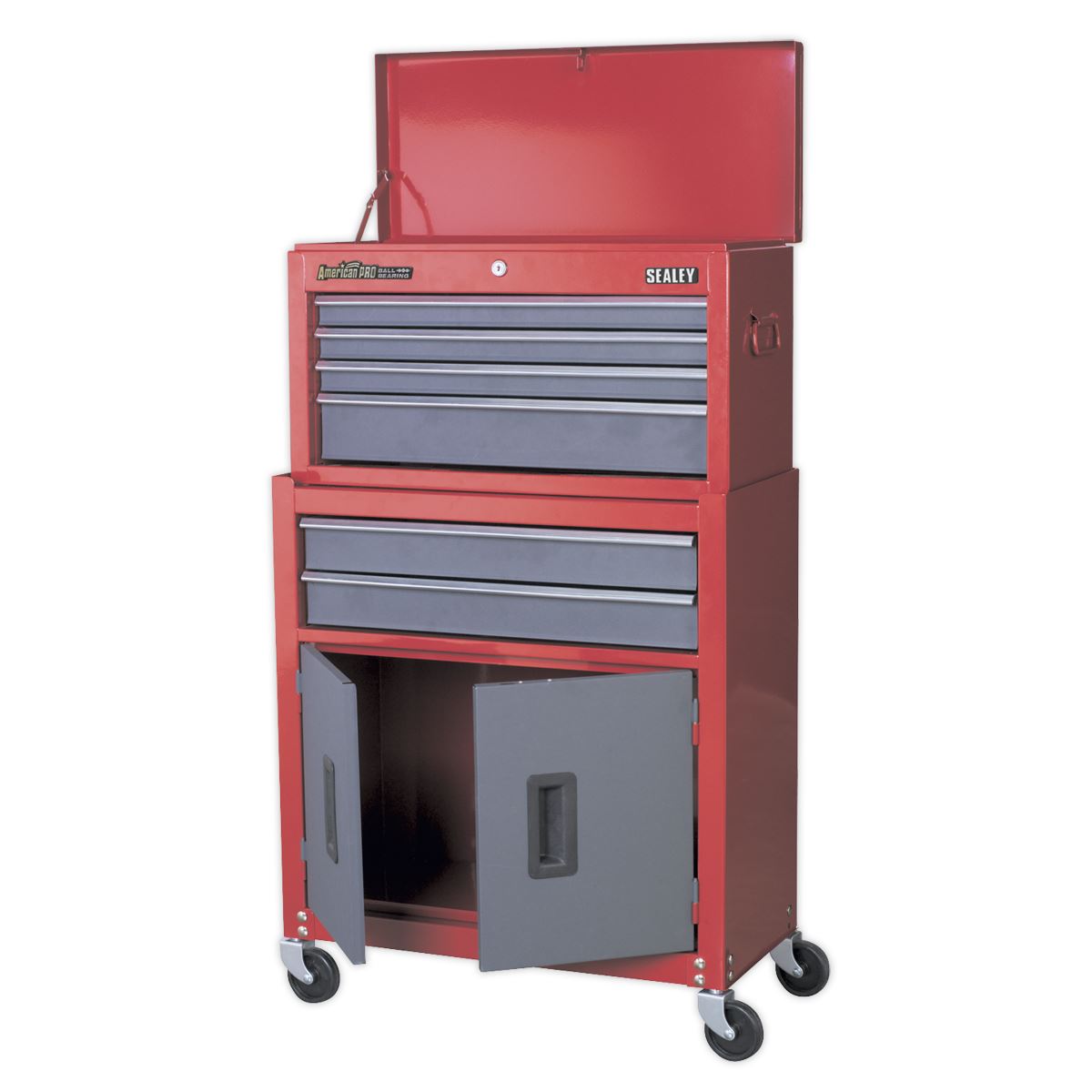 Sealey Topchest & Rollcab Combination 6 Drawer with Ball-Bearing Slides- Red