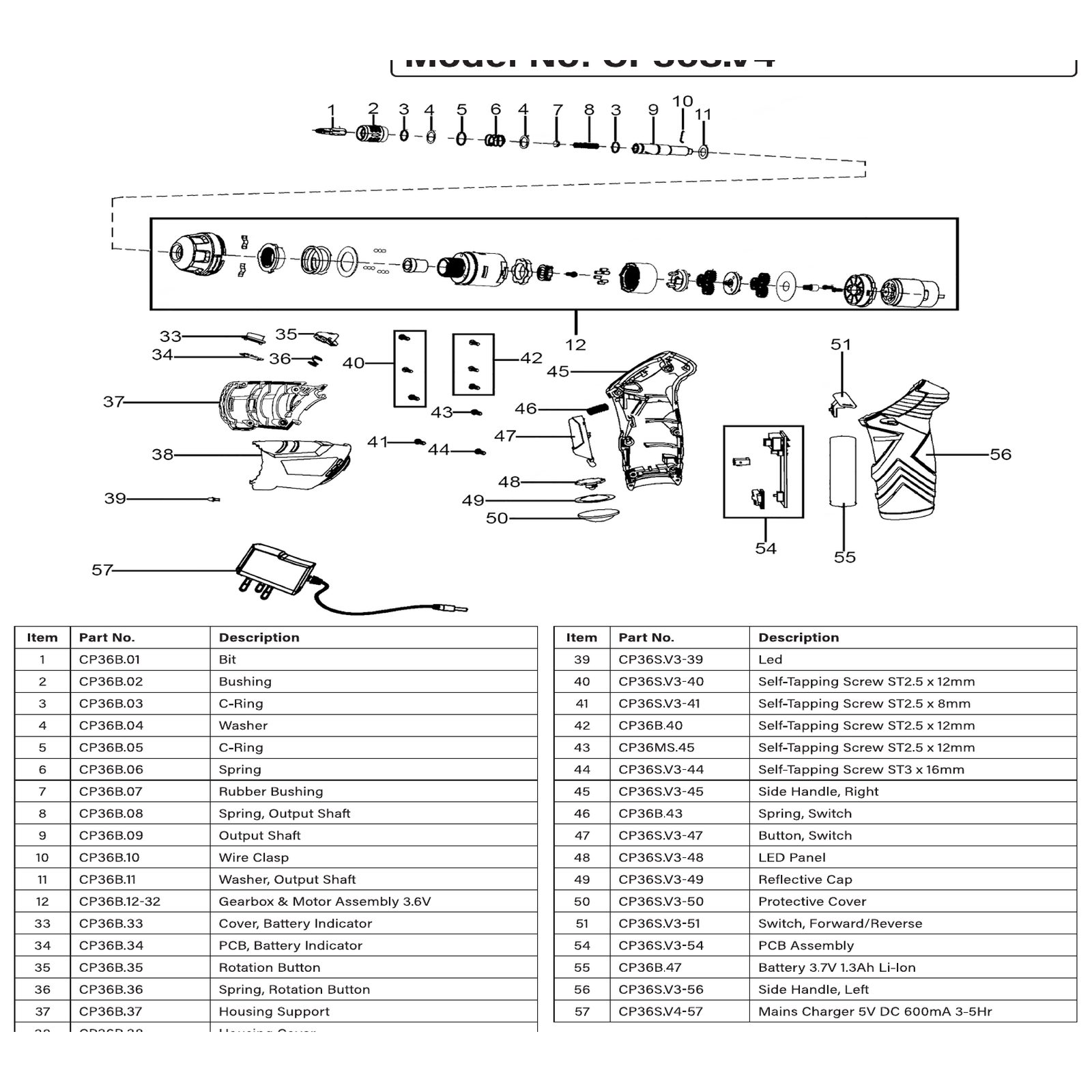 Sealey Switch button CP36S.V3-47