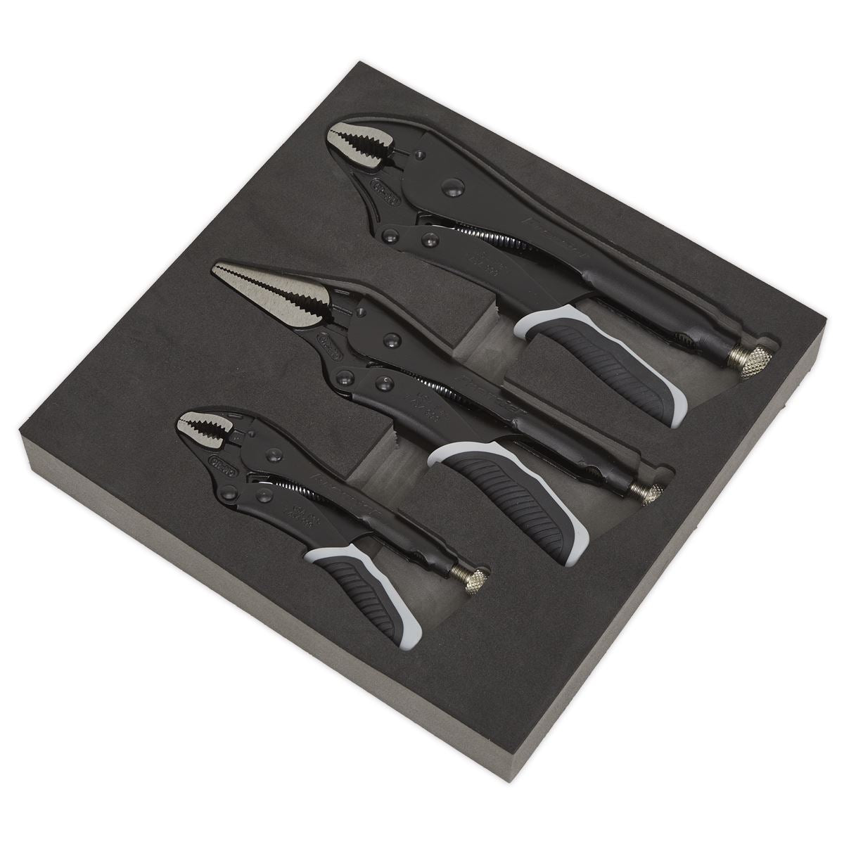 Sealey Premier Black 3pc Quick Release Locking Plier Sets Mole Grips Pliers