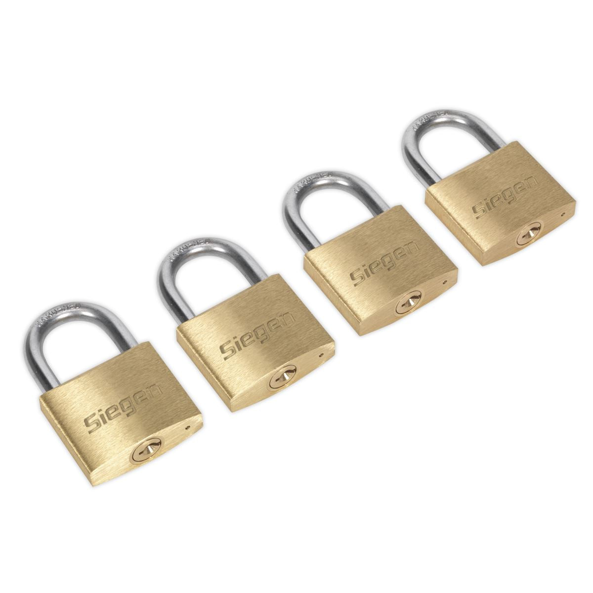 Seigen by Sealey Brass Body Padlock Brass Cylinder 40mm Key Alike Pack of 4