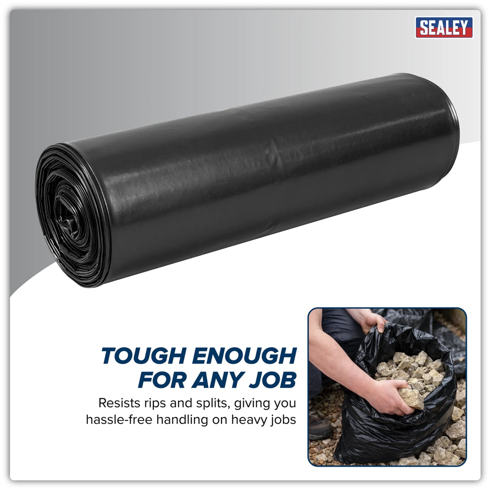 Sealey Rubble Sacks 50L - Pack of 100, 25kg Capacity