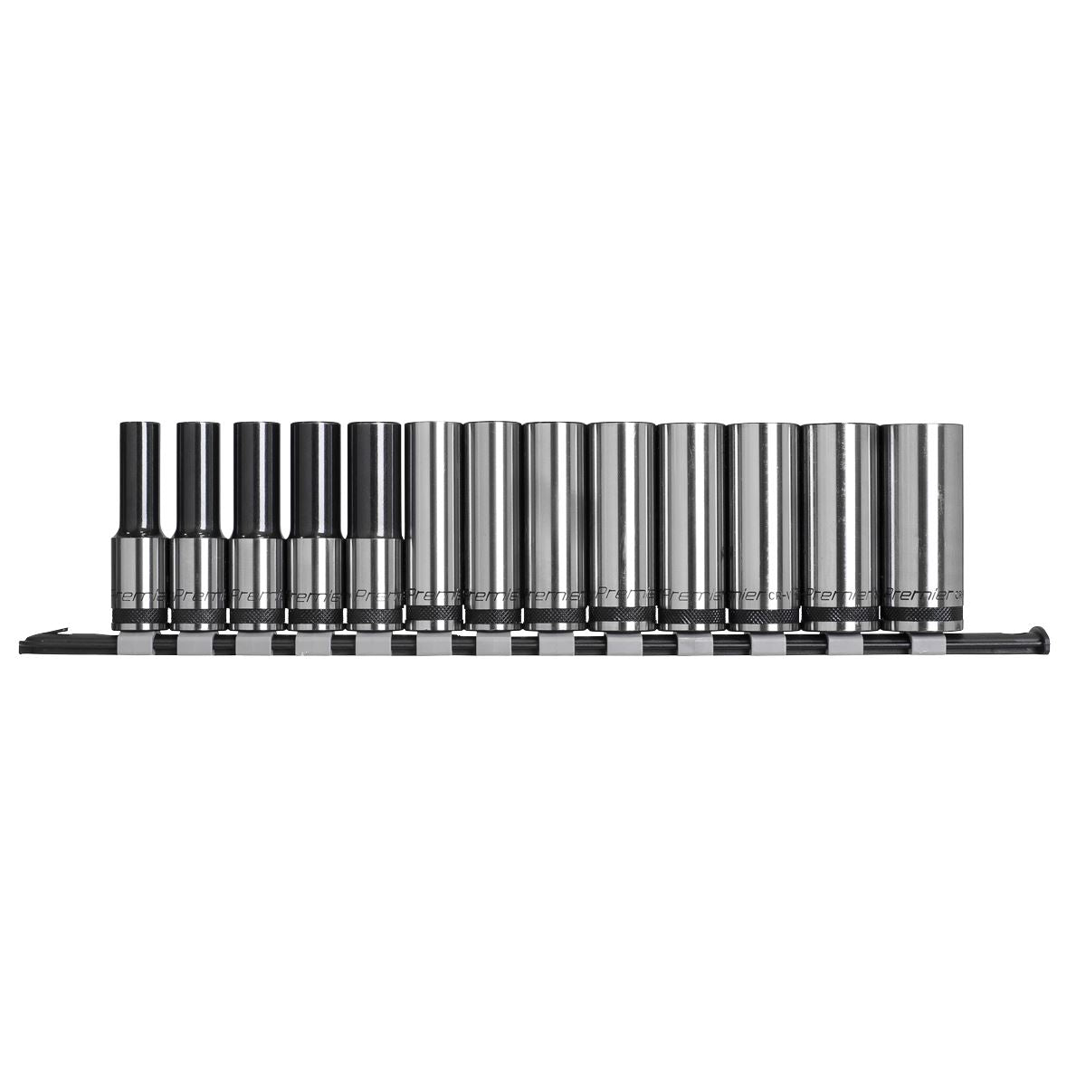 Sealey Socket Set Deep 13pc 1/2"Sq Drive Metric Black Series AK7995