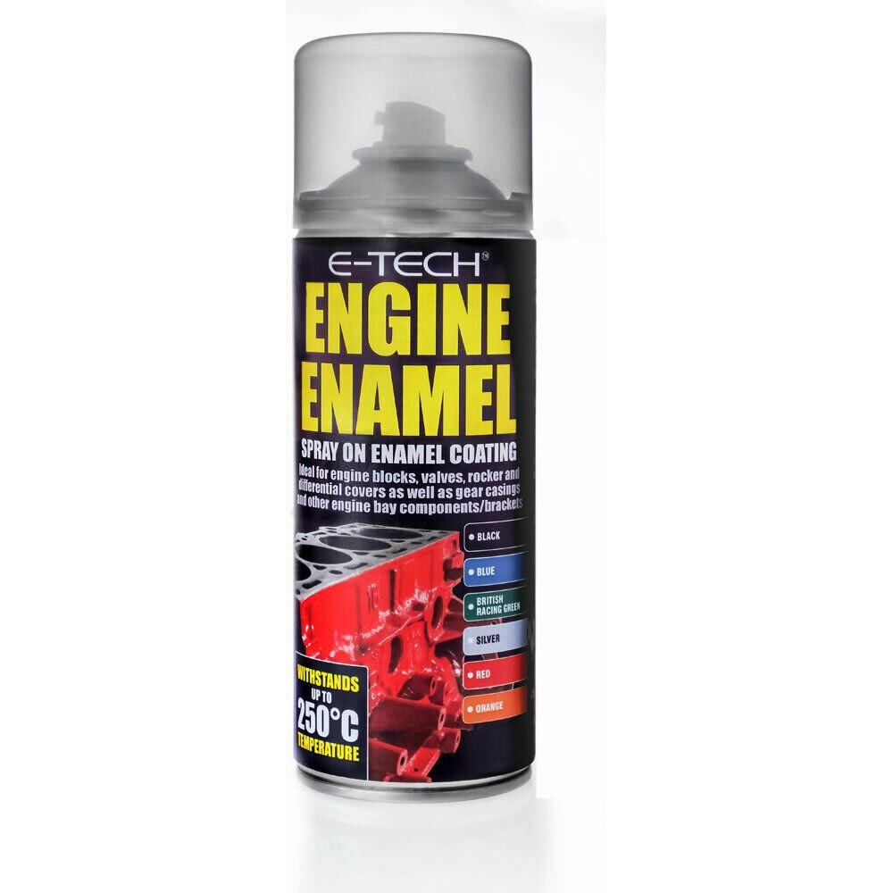 E-Tech Black Engine Enamel Spray On 400ml Heat Resistant High Temp Paint