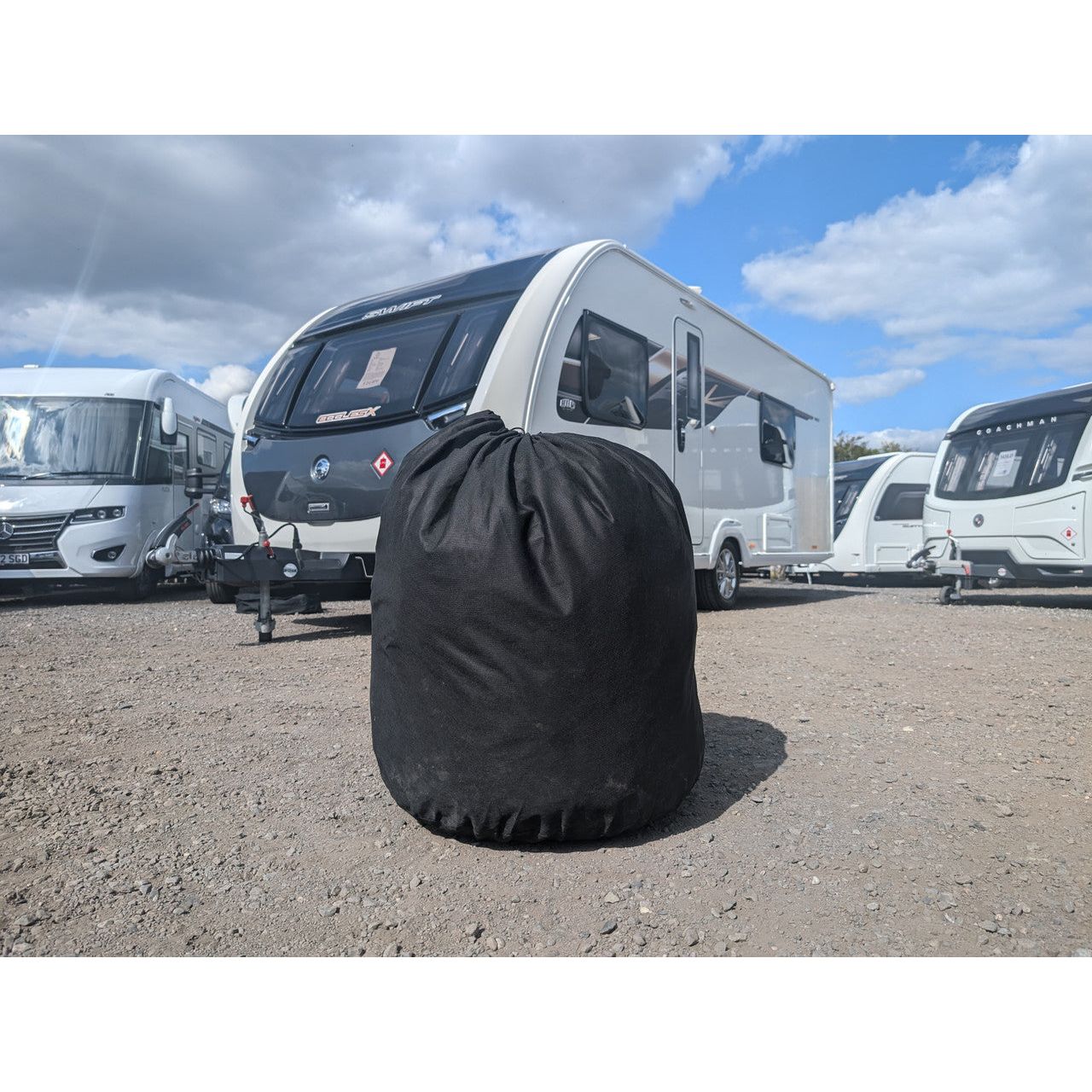 OLPRO Breathable Waterproof 4Ply Caravan Cover with Free Hitch Cover Black