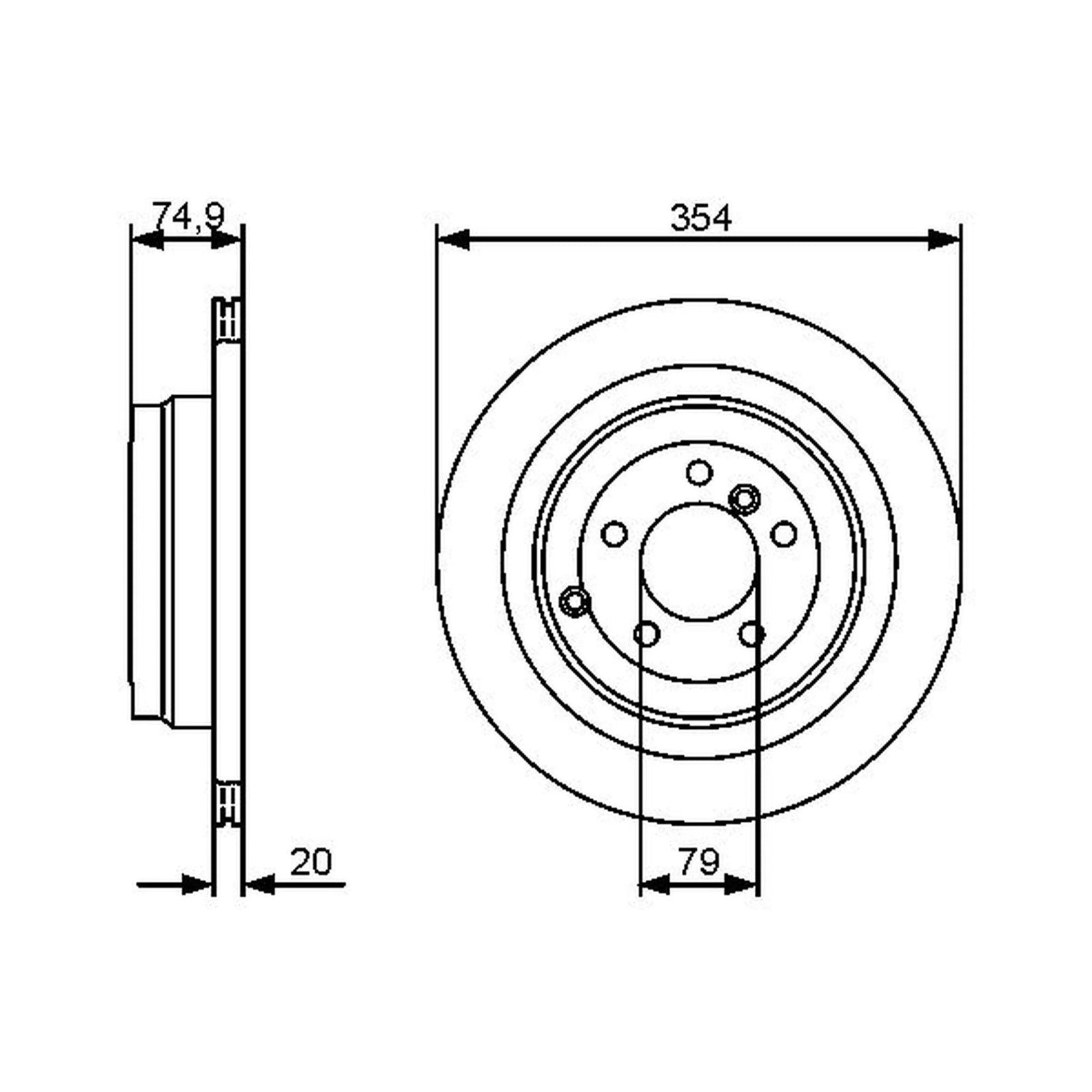 Bosch 2 x Brake Discs fits Land Rover Range Rover 2002-2012 3.0 3.6 4.2 4.4 5.0
