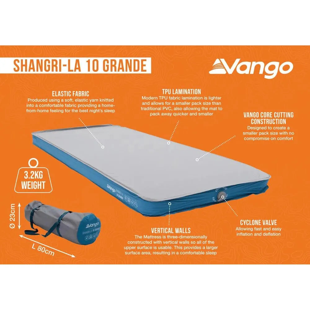 Vango Shangri-La II 10 Grande 10 Grande Cloud Grey / Sky Blue Self Inflating Sleep Mat