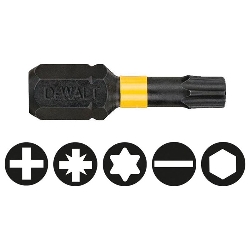 Dewalt Power Tools Impact Torsion Bits TX25 x 25mm (Pack 5)