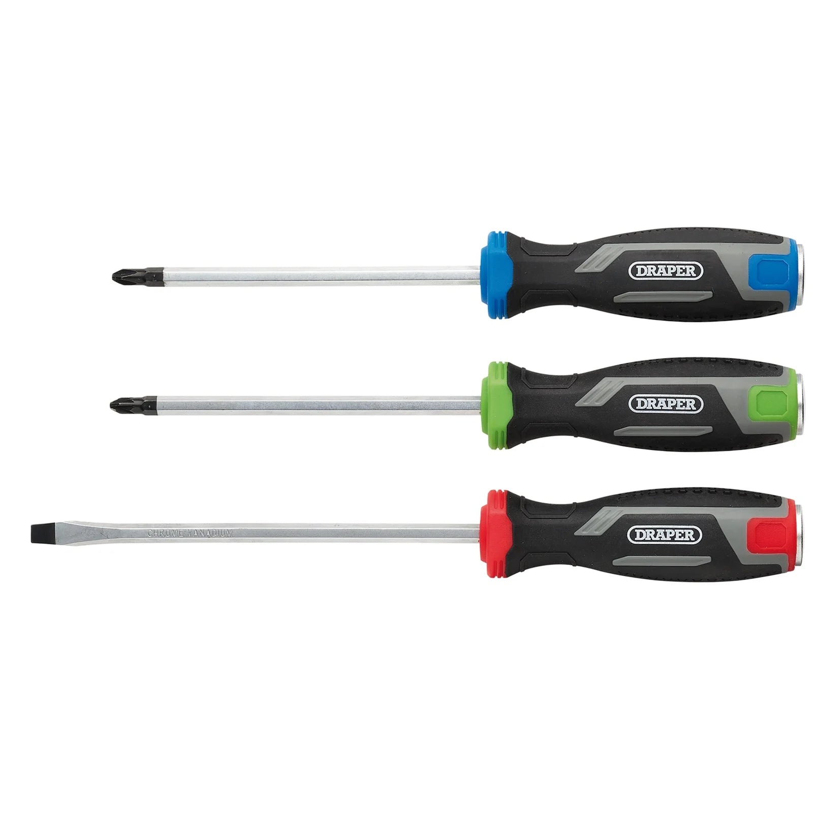 Draper Pound Thru Soft Grip Screwdriver Set (3 Piece) - 210/S1