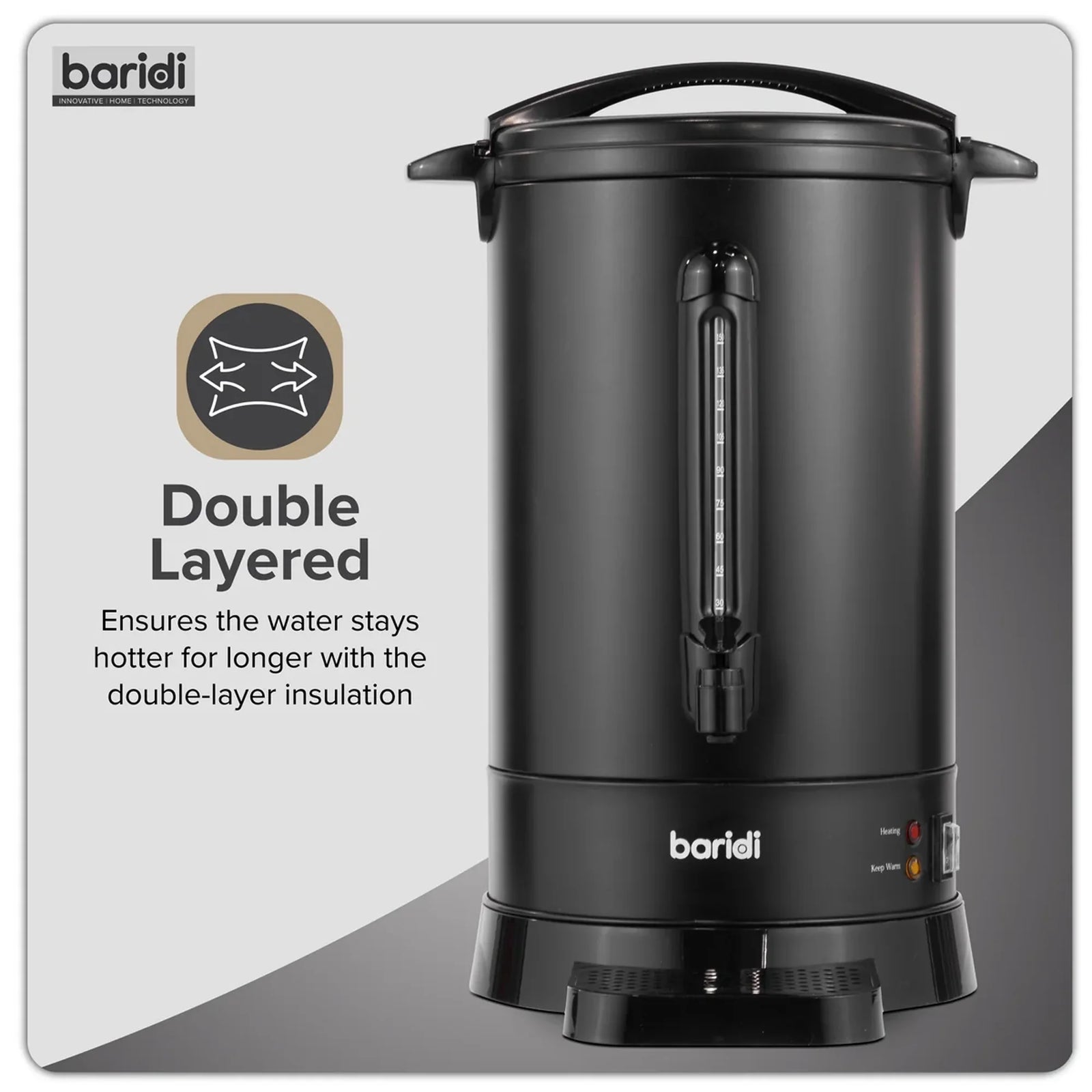Baridi Hot Water Boiler 20L Capacity DH431 - Black