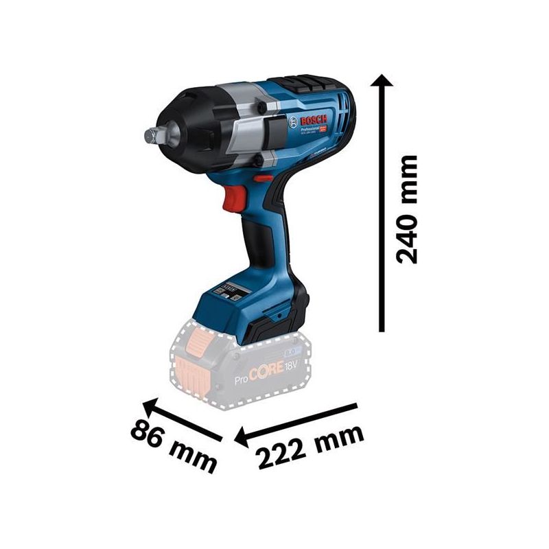 Bosch GDS 18V-1000 Pro BITURBO 1/2in Impact Wrench 18V 2 x 5.5Ah ProCORE18V Li-ion