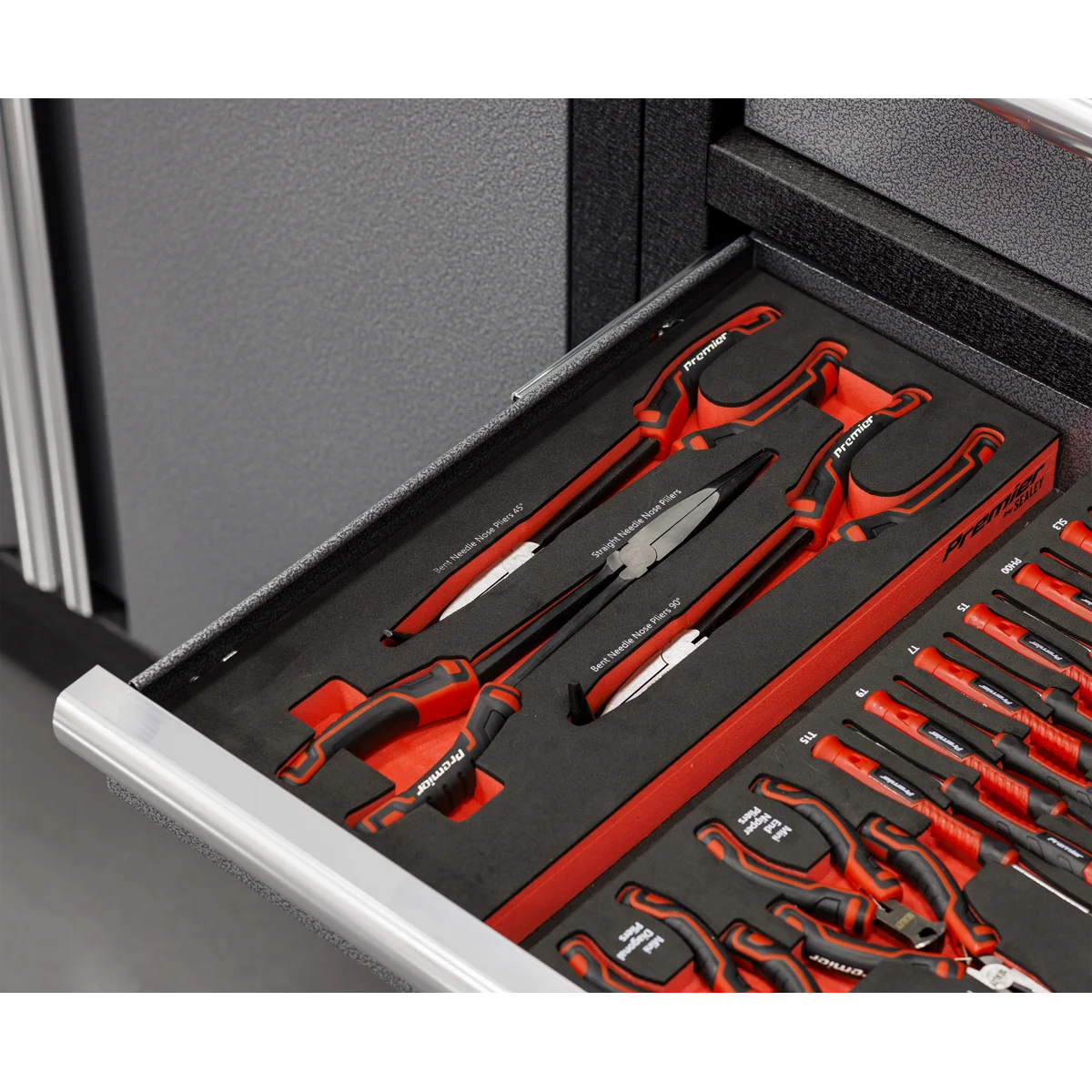 Sealey Premier Long Needle Nose Pliers Set 3 Piece with Tool Tray TBT58