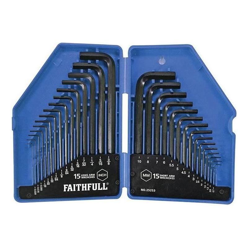 Faithfull Metric/Imperial Hex Key Set, 30 Piece