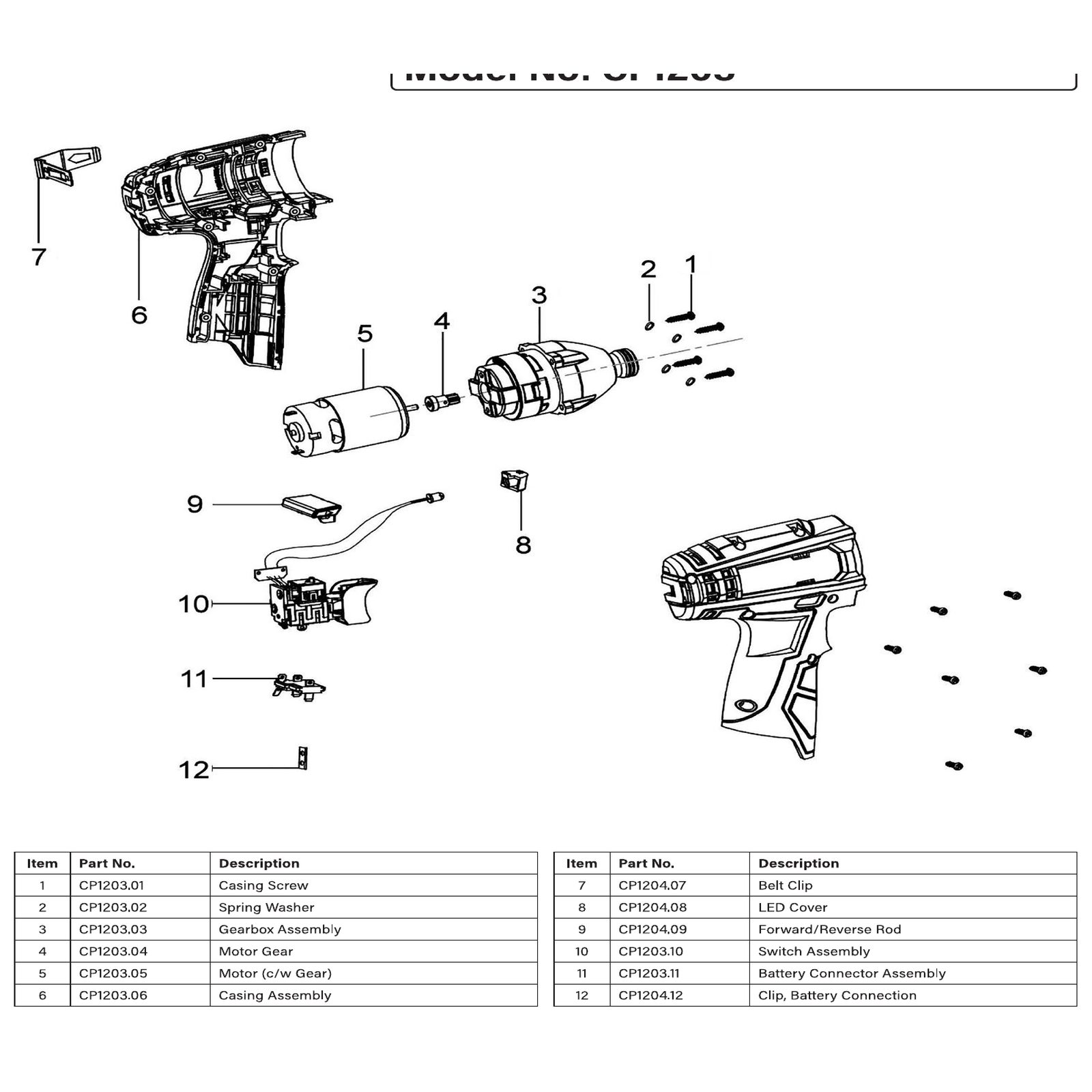 Sealey Casing screw CP1203.01