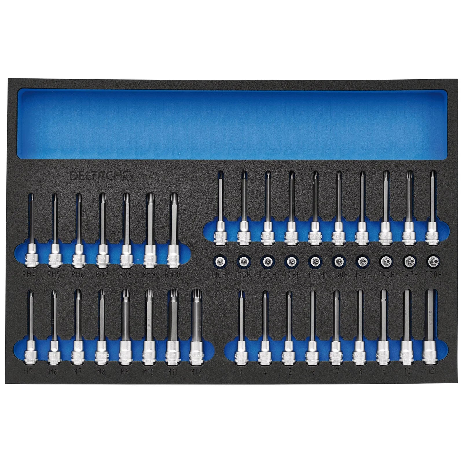 BUNKER Resi-Torx, Hexagon, Multi-Tooth/Spline, Ribe Socket Set, 3/8" Sq. Dr. in EVA Foam Inlay