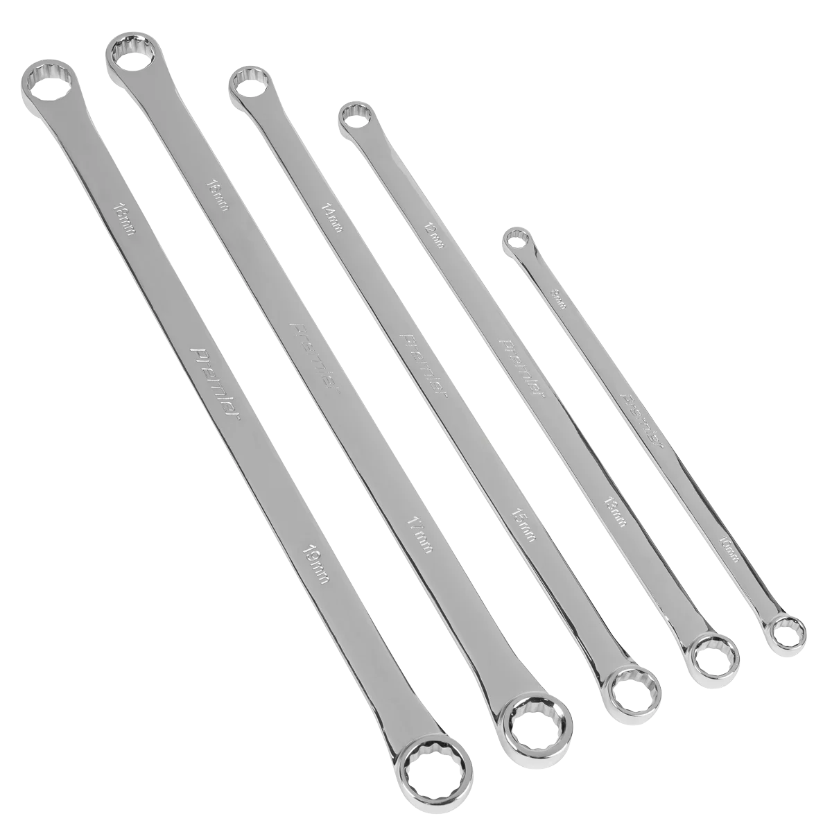 Sealey Premier Extra-Long Double End Ring Spanner Set 5 Piece 410mm