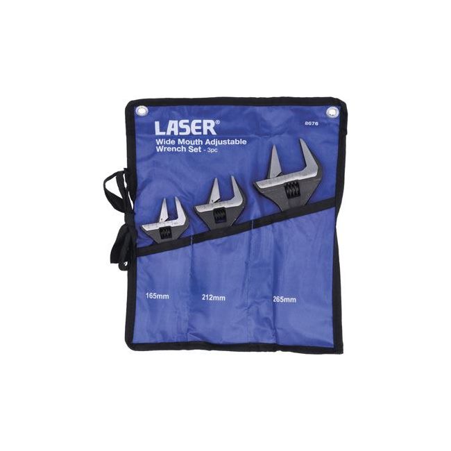 Laser Wide Mouth Adjustable Wrench Set 3pc 8676