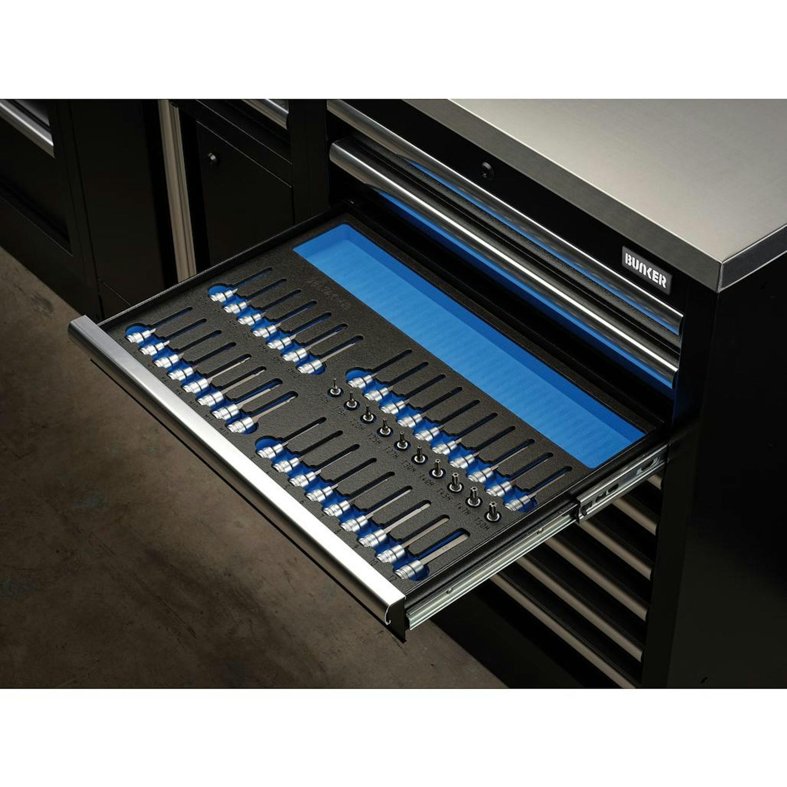 BUNKER Resi-Torx, Hexagon, Multi-Tooth/Spline, Ribe Socket Set, 3/8" Sq. Dr. in EVA Foam Inlay