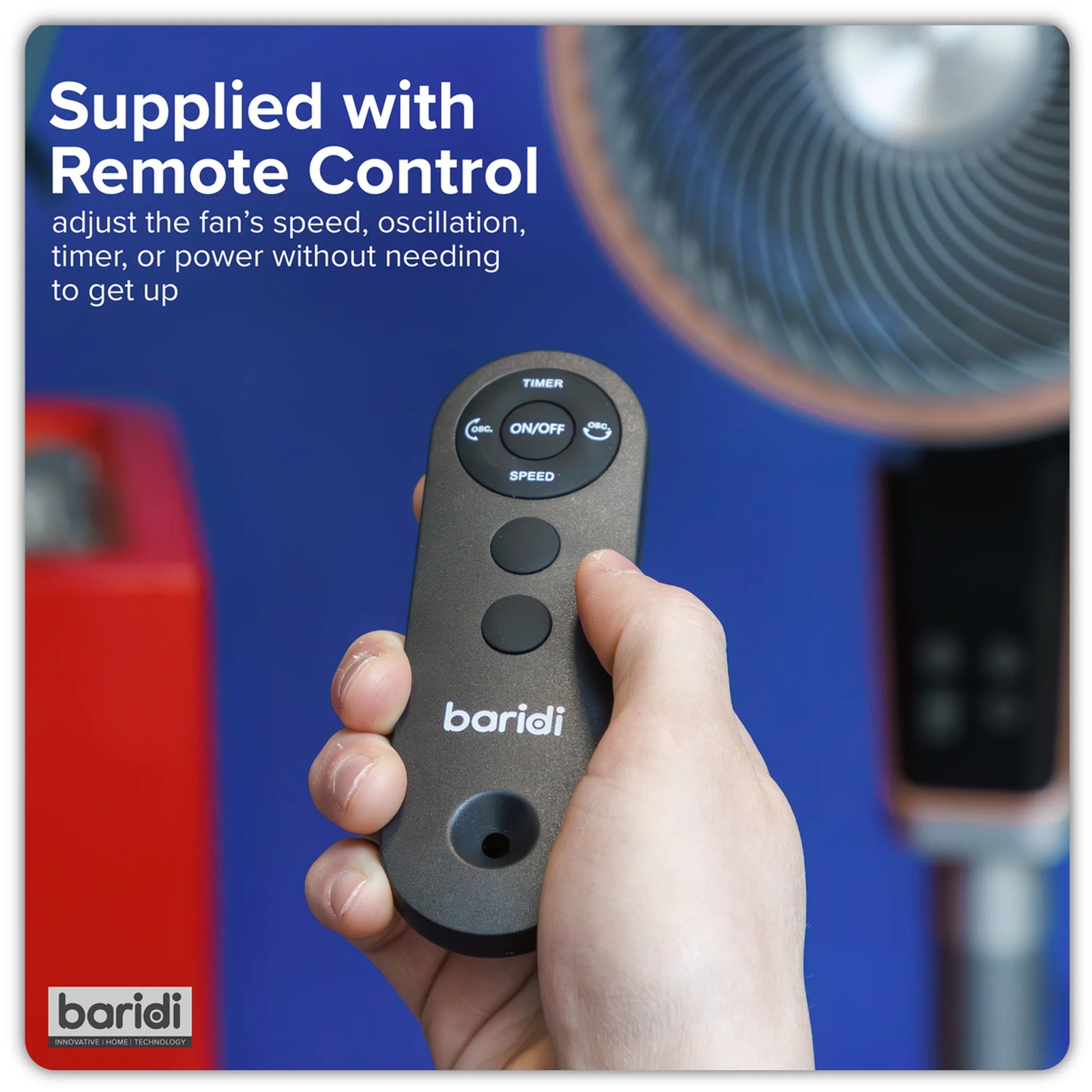 Baridi 12" Pedestal Fan DH141 70W with Remote Control