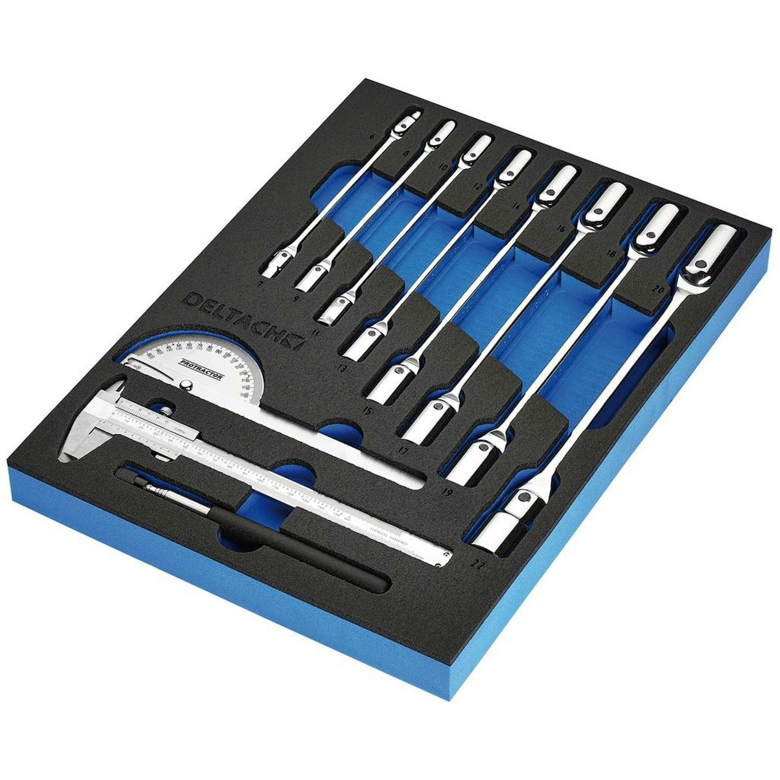 BUNKER Knee Wrench, Measuring and Pick-up Set in EVA Foam Inlay (10 Piece)