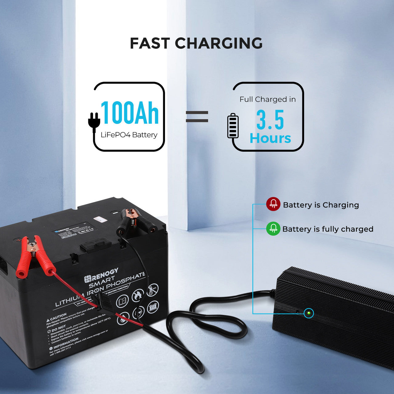 Renogy 20A 240V AC to DC Lithium Iron Phosphate Battery Charger