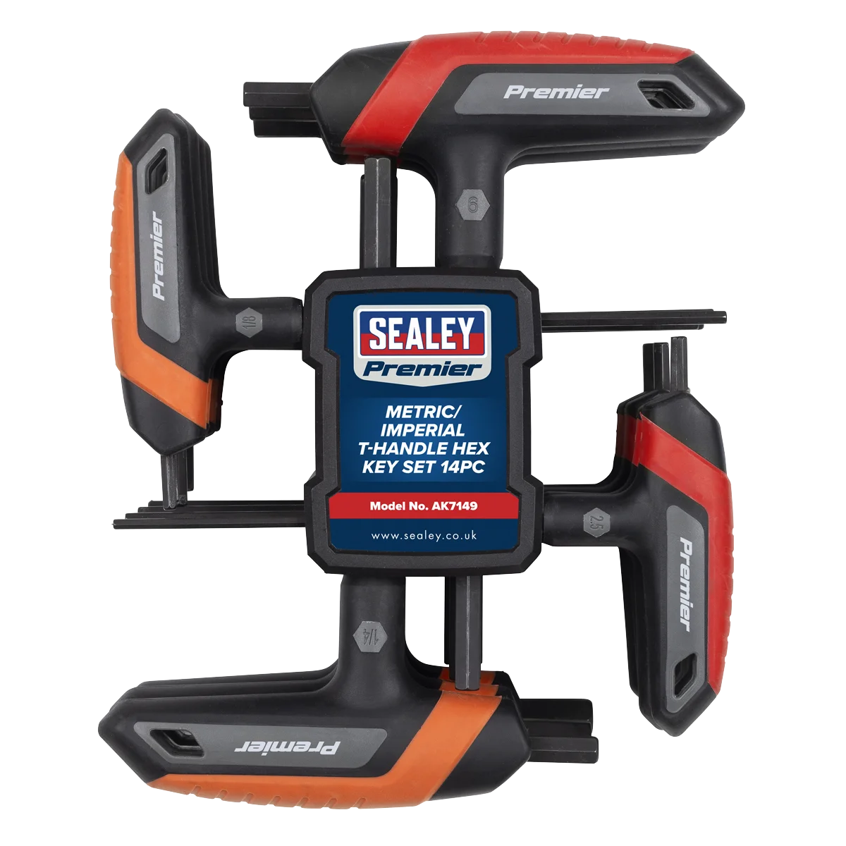 Sealey Premier T-Handle Hex Key Set 14 Piece Metric/Imperial AK7149