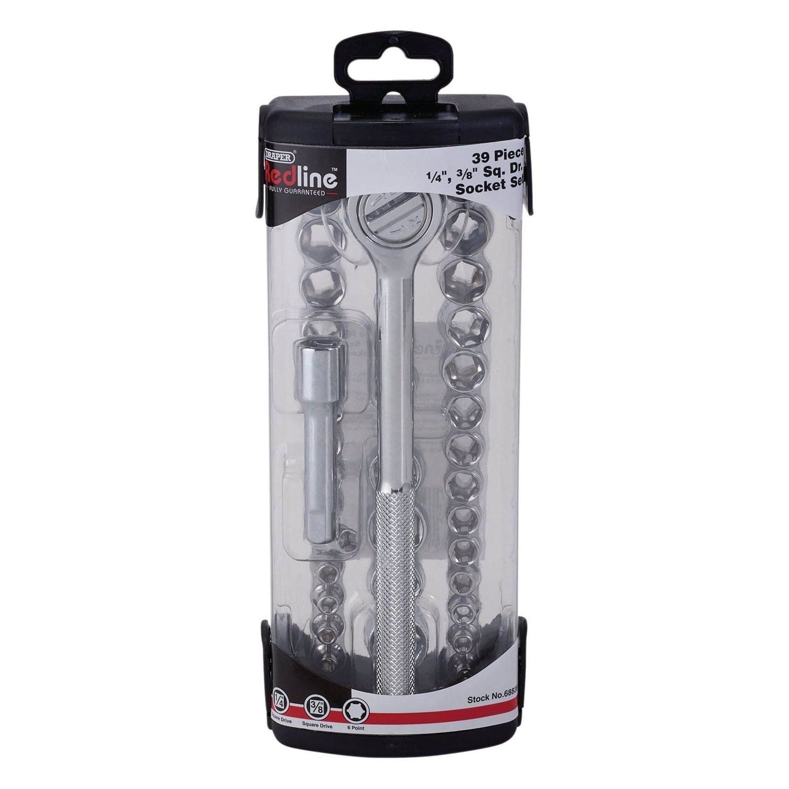 Draper Redline Socket Set, 1/4", 3/8" Sq. Dr. (39 Piece)