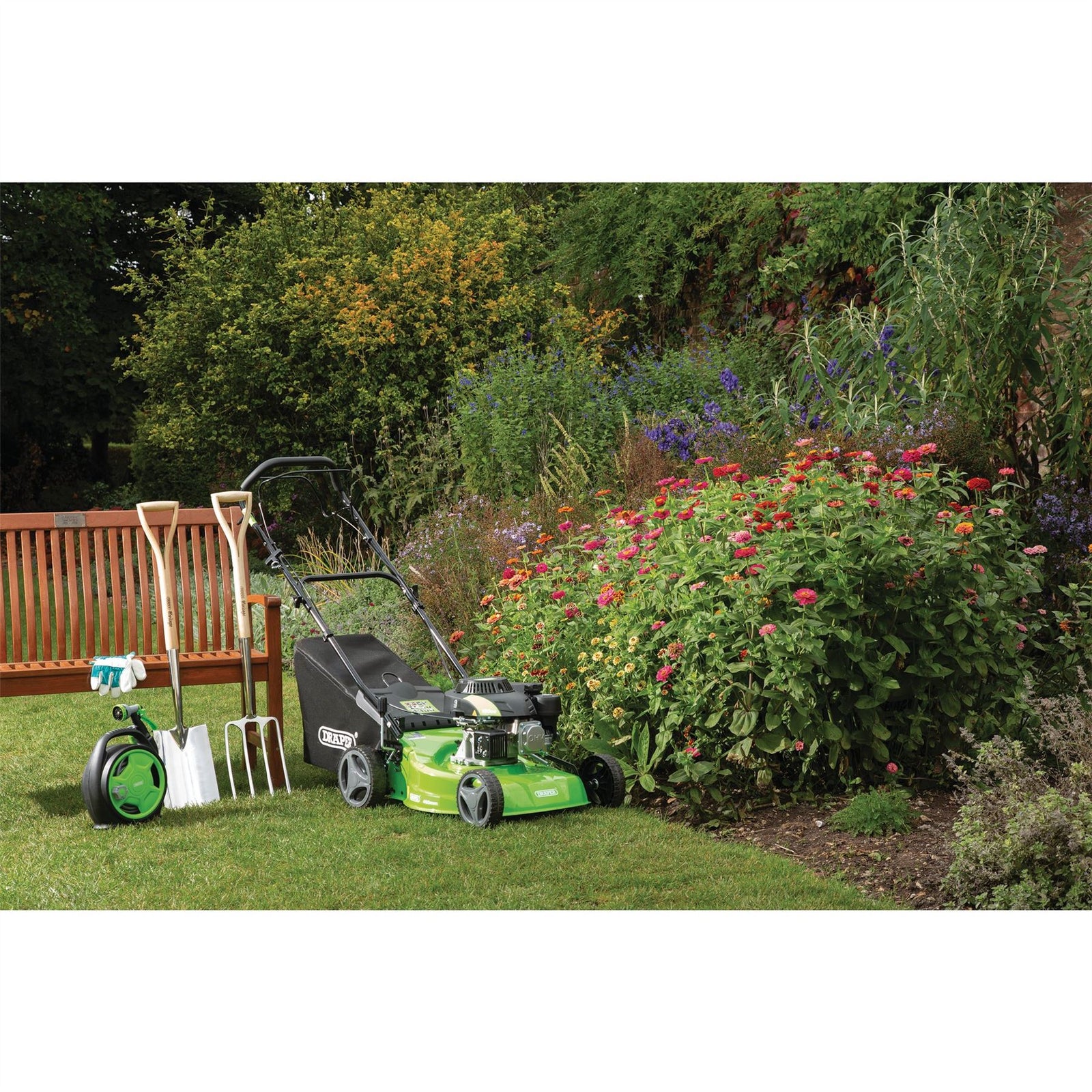 Draper Composite Deck Petrol Lawn Mower, 390mm, 132cc/3.3HP 58567