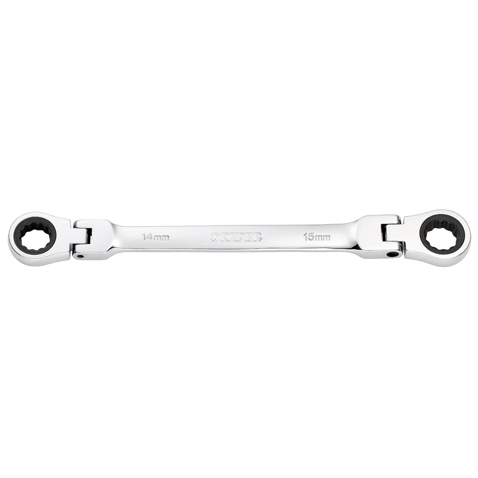 Draper HI-TORQ® Metric Flexible Head Double Ring Ratchet Spanner, 14 x 15mm