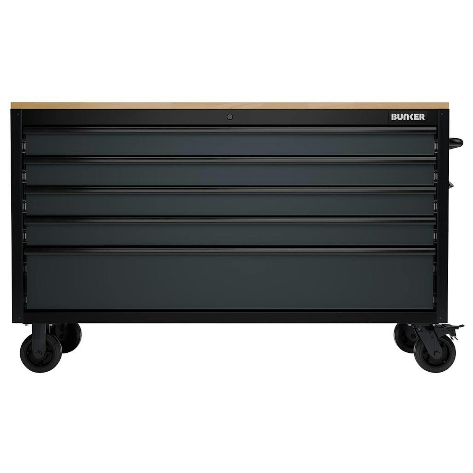 BUNKER 5 Drawer Workbench Roller Tool Cabinet, 61", Grey - B100-61G5D