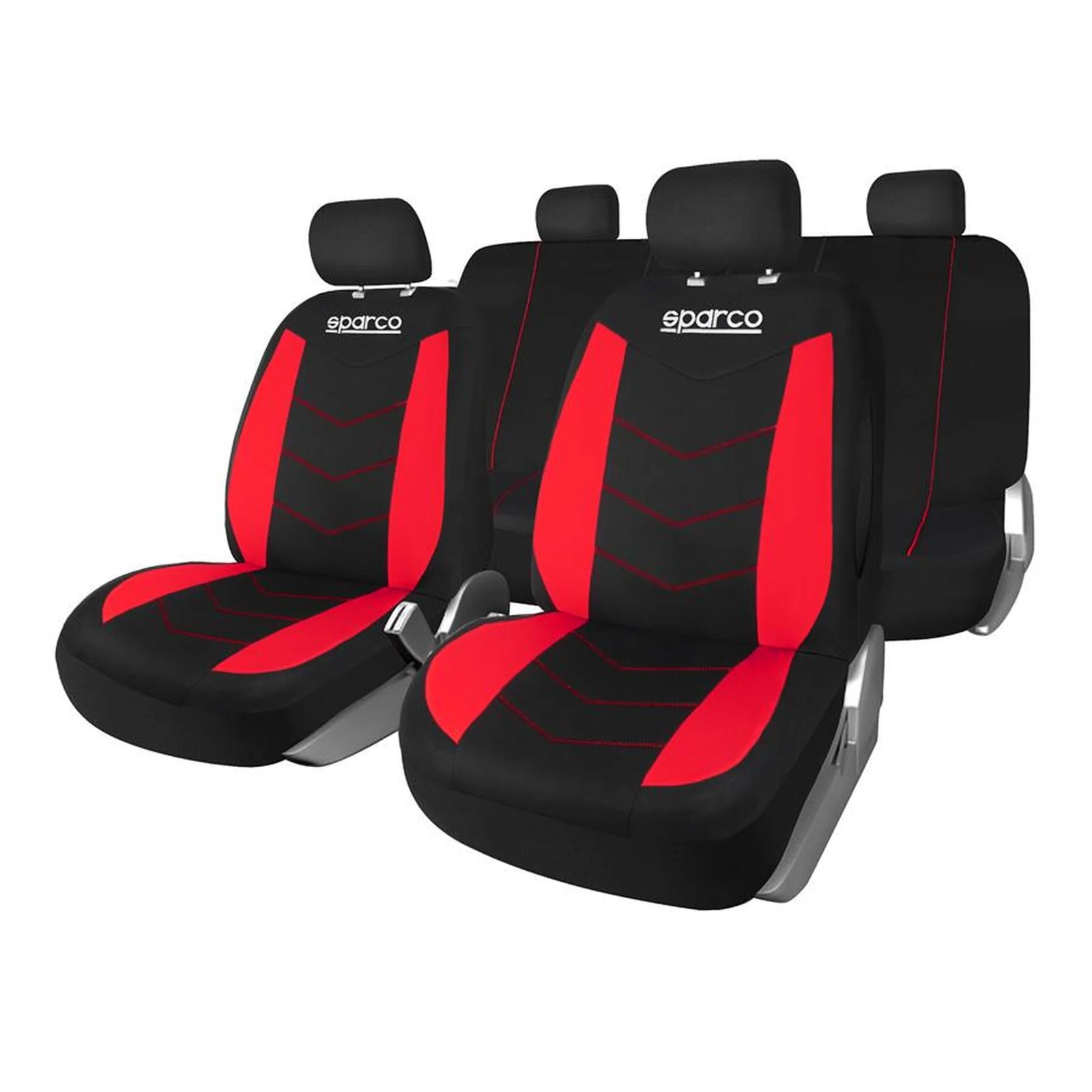 Sparco Cushioned / Padded Front and Rear Car Seat Cover in Red 9 Piece