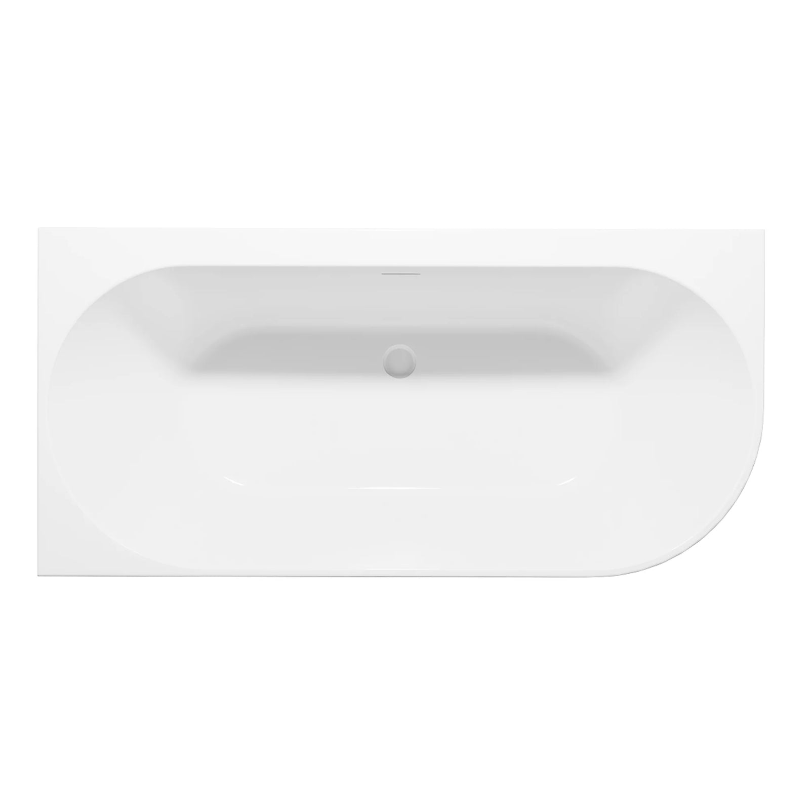 Baridi Left-Hand Corner Slim Rim Bath 150cm - Gloss White